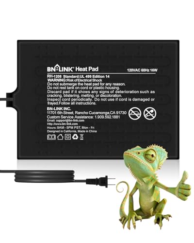 BN-LINK Reptile Heat Pad 8X12 16W for 30-40gal Under Tank Terrarium Heating Mat Waterproof for Turtle Lizard Frogs Snake Hermit Crab