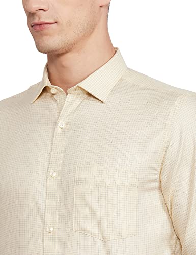 Image of Park Avenue Men's Pure Cotton Checks Pattern Regular Fit Semi Cutaway Collar Half Sleeve Formal Shirt