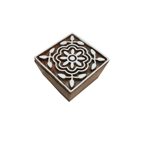SK Art Wood Printing Stamp Block Square Design Set of 5 (2.5 Inch_Multi) 2