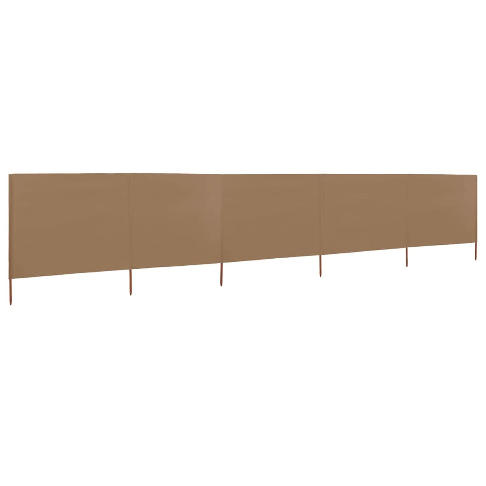ShGaxin Paravento da spiaggia a 5 pannelli, tessuto grigio tortora, 600 x 160 cm, antivento da spiaggia, tenda da spiaggia