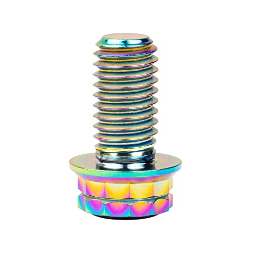 Image of Titanium Flange 12 Point Head M8 x15 20 25 30 35 40 45 50 55 60 65mm Screw Bolt Pack of 4 (M8x15mm, Rainbow)