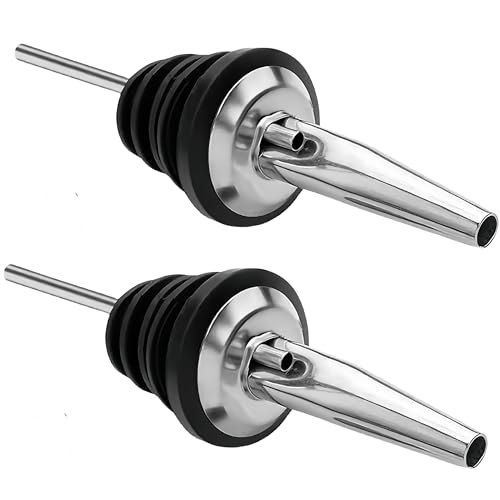LanMa Olive Oil Spout Pourer, 2PCS Stainless Steel Liquor Bottle Pourers Spouts with Rubber Dust Caps
