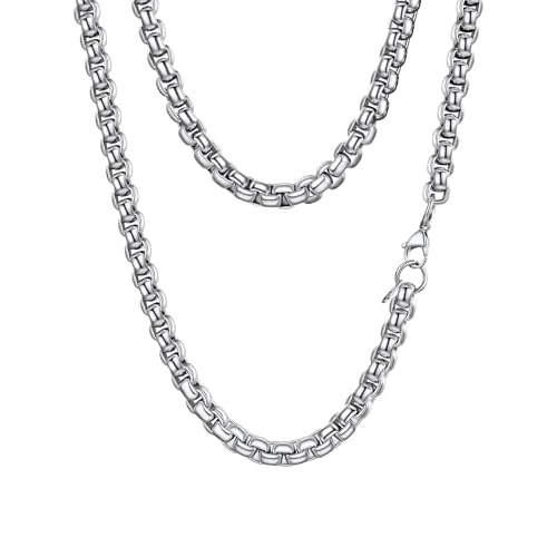 PROSTEEL Mens Necklace Chain Round Box Chain for Men Women Thin Black/Silver/Gold Plated Hypoallergenic 316L Stainless Steel Jewellery (with Gift Box)