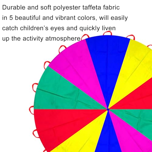 Image of Parachute 13ft / 16.4ft / 20ft - Kids Play Gymnastics Parachute with Handles for Group Team Cooperative Games,Indoor Outdoor Gym Class Rainbow Parachute Birthday Church VBS Activity Supplies
