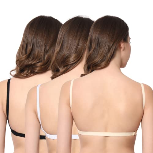 Image of Be-Wild Full Coverage Non Padded Backless Transparent Strap Bra for Women and Girls /Ladies /Black /Cotton /Casual /t-Shirts /Everyday /Regular /Bras