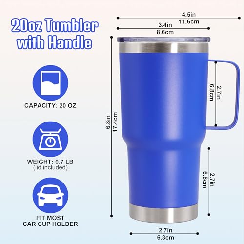 ATQTQ 20 oz Tumbler with Handle and Lid, Stainless Steel Tumbler Insulated Travel Coffee Mug, Spill Proof Double Wall Vacuum Tumbler Cup Keep Drink Hot & Cold, Dark Blue, 12 Pack by ATQTQ - Used condition - Image 6