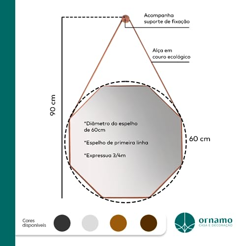 Espelho Decorativo Adnet Octogonal 60cm Caramelo