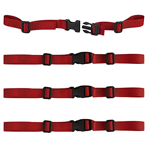 XTACER Backpack Chest Strap Adjustable Backpack Sternum Strap Chest Belt with Buckle (PACK OF 4) (RED)