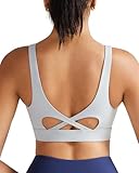 RUNNING GIRL Sports Bra for Women High Support, Molded Cup High Impact Sports Bras with Sewn in Pads Workout Running Bra(3128 Silver Grey M)