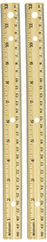 Westcott Hole Punched Wood Ruler English and Metric with Metal Edge, 12 Inches, 2 Packs - Image 3