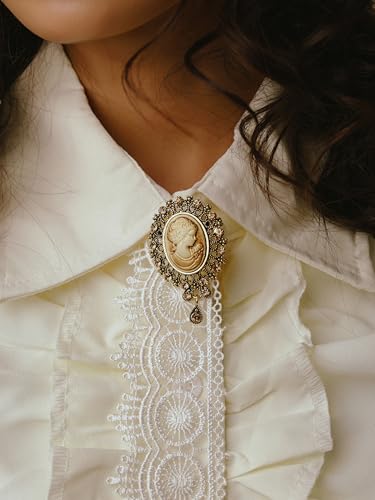 Image of MINACHI Vintage Victorian Design Queen's Cameo Antique Wedding Brooch Pin, Jewelry Gift for Women