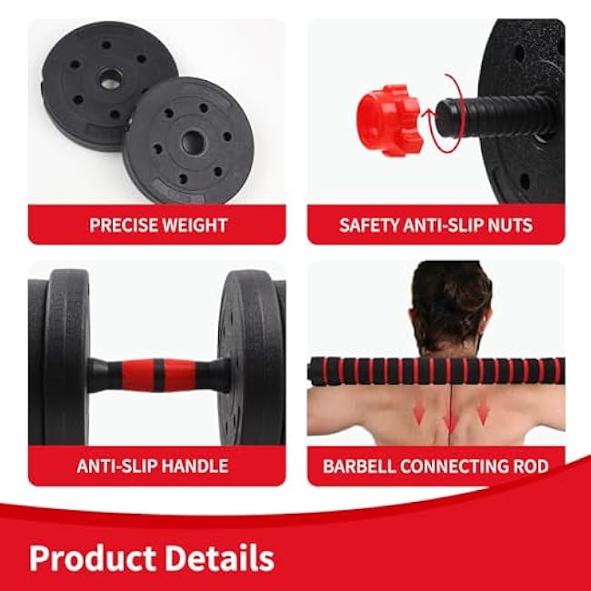 Adjustable Weights Dumbbells Set, Non-Rolling Adjustable Dumbbell Set, Free Weights Dumbbells Set Hexagon, Weights Set for Home Gym, 44 Lbs