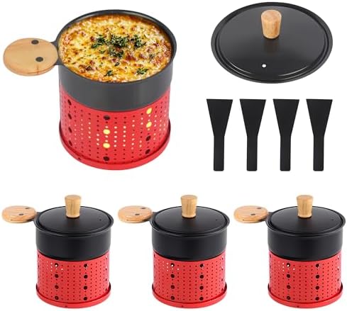 Lot de 4 Appareil Raclette Bougie à Revêtement Antiadhésif,Coupel...