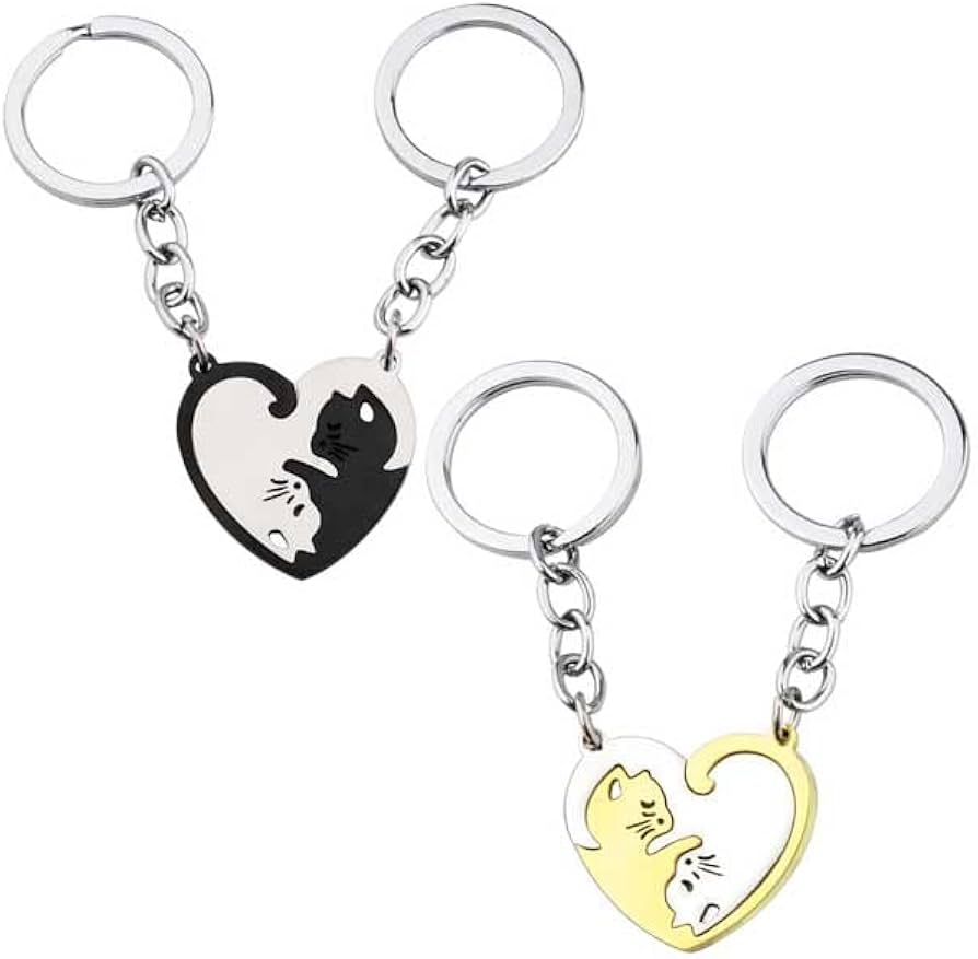 Amazon.co.jp: [INEOUT] 猫 キーホルダー ペア カップル キーリング