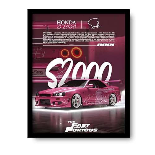 Image of Posternet HONDA S2000 Wall Poster Frames | 8 x 12 inch | Fast and Furious Themed JDM Cars | Hanging Wall Artwork Frames for Living Room, Bedroom, Office and Etc