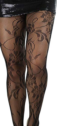 Image of ToBeInStyle Women's Elegant Floral Lace Inspired Spandex Net Full Length Tights