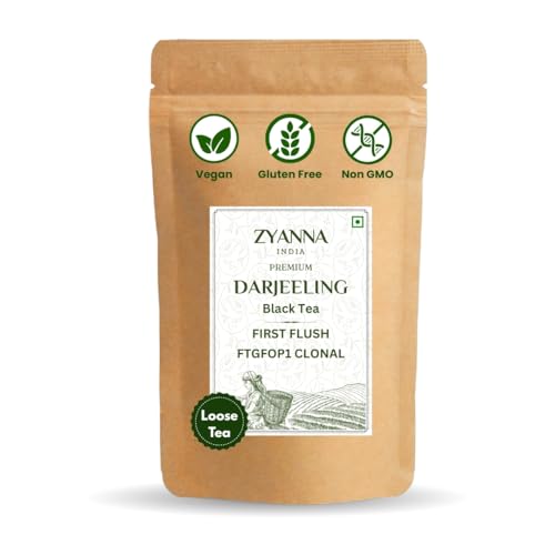 Image of ZYANNA Darjeeling Tea First Flush Ftgfop1 Clonal (100Gm- 50Cups) Limited Stock - Teesta Valley TeaEstate - Darjeeling Premium Whole Leaf Black Tea - Loose Long Leaves