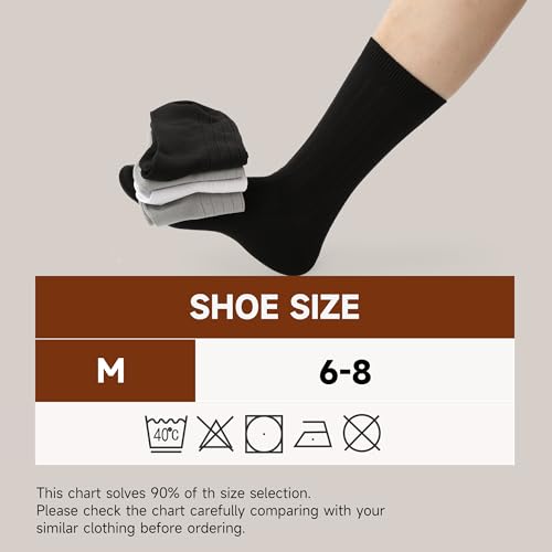 Image of BAMBOO COOL Men's Crew Socks Bamboo Viscose Breathable Rib Dress Socks For Men, Casual Lightweight Comfort 6 Pack