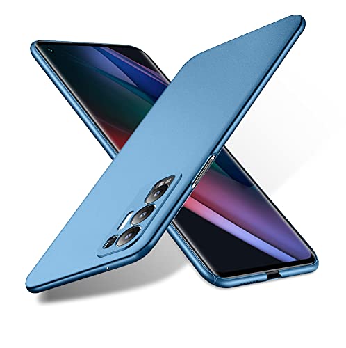 Bastmei Cover per Oppo Find X3 Neo 5G, Ultraleggero Ultrasottile Antiscivolo Antigraffio Della Telecamera, PC Rigido Smerigliato Cover per Oppo Find X3 Neo 5G (Blu, Smerigliato)