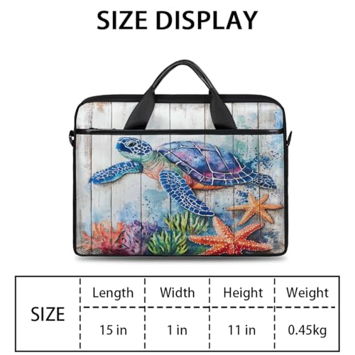 Maletín para portátil 15 pulgadas con diseño madera y tortuga miniatura 2