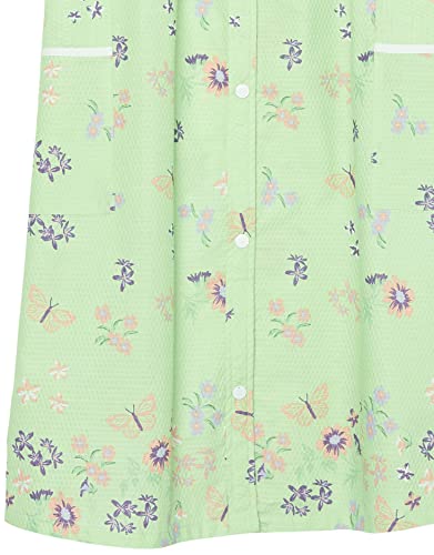 Image of AmeriMark Women Calf-Length Snap Front Knit Duster House Coat Robe - Loose-Fitting Plush Bathrobe - Short Sleeve Bath Robe