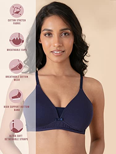 Image of NYKD NYB003 Wirefree Cotton All Day Comfort Triangle Padded with Breathable Cup & Detachbale Straps T-Shirt Bra for Women