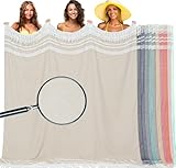 Vicomdy Oversized Cotton Turkish Beach Towel Blanket Giant XL Sandproof Boho Sand Free Towels Huge Jumbo XXL Extra Large Big Throw Quilt Blankets Cloud Beige