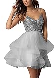 XingMeng Women's Short Dress Tulle Mini Prom Cocktail Party Gown 6 Gray