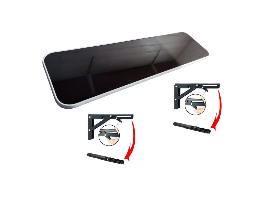Lusso Grey Long Folding Shelf & Bracket Caravan Campervan Motorhome Furniture T5 T6 /Gloss
