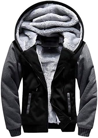 GEEK LIGHTING Men's Zip Up Fleece Hoodies Winter Heavyweight Sherpa Lined Thermal Jackets (Black/Gray, XX-Large)