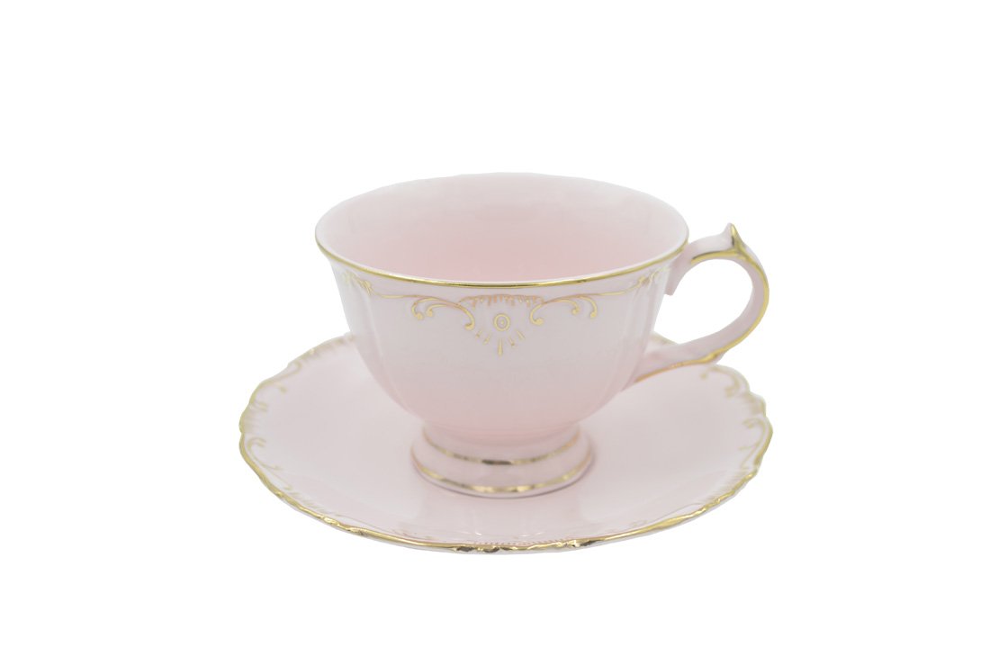 Teacup Saucer, Formal Pink Vintage Tea Cup Set Porcelain Cup Tea/Coffee Cup Saucer