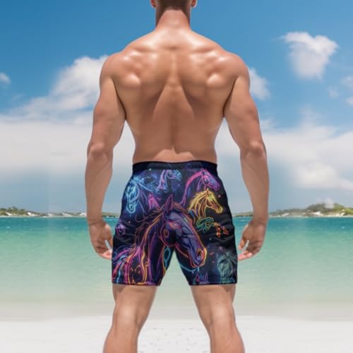 Neon Animal Men's Swim Trunks - Galaxy Space Mens Swim Trunks with Mesh Lining Swimwear Bathing Suits Set 803