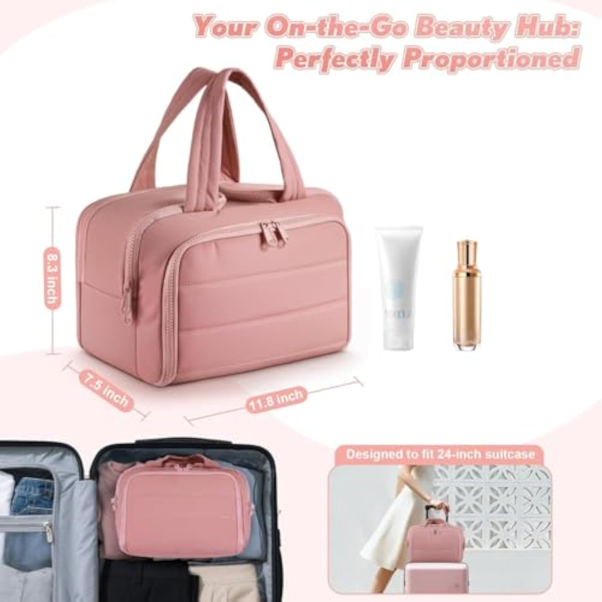 Travel Toiletry Bag, Lightweight Large Wide-Open Organizer