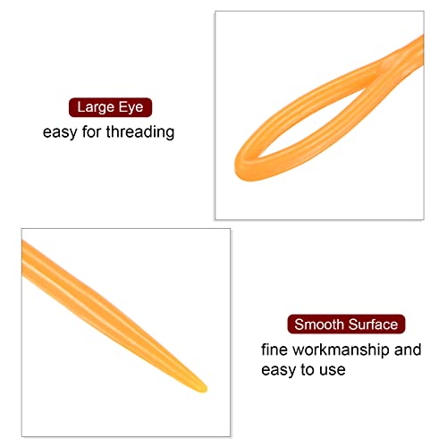 Image of HARFINGTON 20pcs Plastic Sewing Needles, 15cm Length Large Eye Blunt Needles Learning Needles for Sewing Handmade Crafts DIY Notions Stitching, Orange