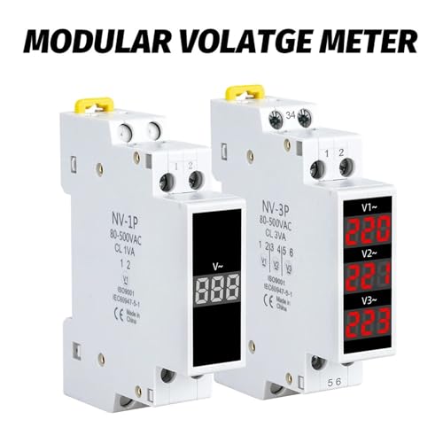 Voltmètre triphasé LED Rail Din 80-500V - Indicateur de tension modulaire pour tableau - 2