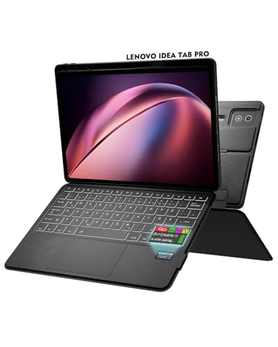 Doohoeek Bluetooth Tastatur Hülle mit LCD-Display für Lenovo Idea Tab Pro 2025 12 7 Zoll Bluetooth Kabellose Trennbare Tastatur mit Trackpad 7 Farbige Beleuchtung QWERTZ