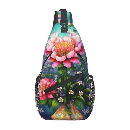 Mochila bandolera urbana floral ligera 2L miniatura 1