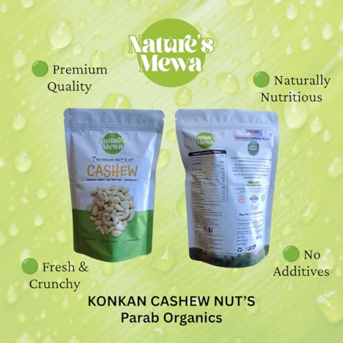 Image of NATURE'S MEWA Konkan Cashew Nuts W320 Premium Whole Kaju | Crunchy & Fresh Natural Cashews for Snacking, Cooking & Sweets | Rich in Protein & Healthy Fats 100 GM