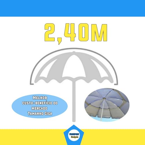 Guarda-sol Gigante Liso Praia Pesca Piscina Alumínio 2,40m Verão Colorido