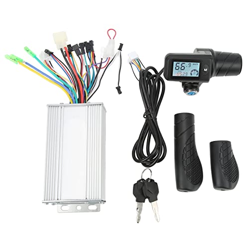 Facile Installazione e Compatibilità: Il Controller per Moto Senza Spazzole è semplice da installare e utilizzare con manopola di controllo della velocità con display LCD adatto per manubri da 22.5mm per convertire o aggiornare la tua bici elettrica o scooter elettrico