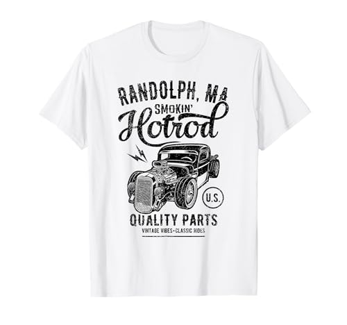 Randolph MA USA Hotrod - Diseño de coche vintage envejecido Camiseta