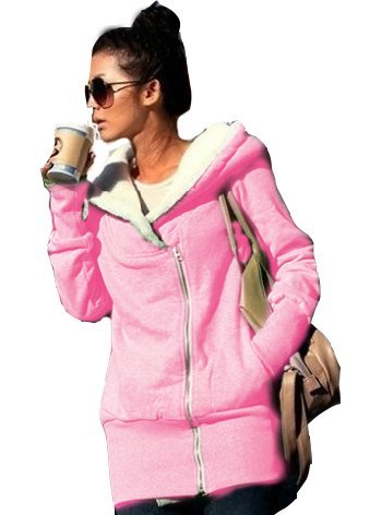 Juicy Trendz Double Zip Designer Women's Ladies Hoodies Sweatshirt Top Sweater Hoodie Jacket Coat Pink Size Small