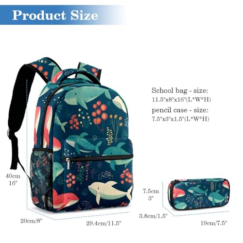 Sac à dos baleines coloré grand format idéal pour le collège