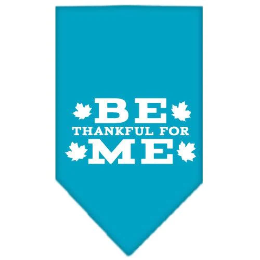 Mirage Be Thankful for Me Screen Print Dog Bandana, Large, Turquoise