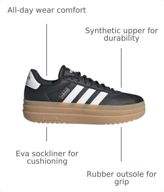 Image of adidas Womens Vl Court Bold Lace Up Sneakers Shoes Casual - Pink