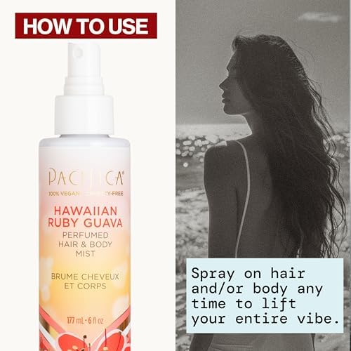 Pacifica Hawaiian Ruby Guava Hair Perfume & Body Fragrance Spray Mist - Body Mist Fragrance w/Grapefruit, Patchouli, Sugar Notes & Geranium Clean Beauty Alcohol-Free, Vegan & Cruelty-Free, 6 oz 8