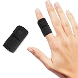 KiiMos 2PCS Finger Splints Finger Sleeves Protectors, Compression Elastic Adjustable Brace Buddy Wraps Straps Perfect for Sport Basketball Tennis Volleyball Badminton, Black (Single, Medium)