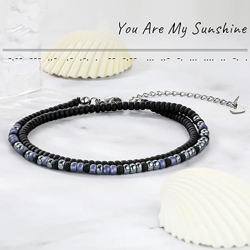 Image of Btysun Inspirational Morse Code Bracelets for Women Men Teen Girl Gifts Best Friend Birthday Gifts for Him Her Adjustable Layered Secret Message Sister Bff Girfriend Sister Christmas Jewelry