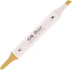 Marcador Criativo Acrílico CIS FLOW, Ponta dupla, Não transfere para o outro lado, Amarelo Mostarda N°64, Blister com 1 unidade