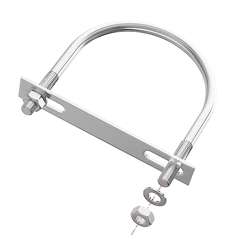 Image of 2 Sets 304 Stainless Steel Round Bend U-Bolts 3.5 inch(89mm) Inner Width 4.84 inch(123mm) Length M10 with Nuts, Frame Plate, Washers, Accessories for Boat Trailer Axle Sailboat Trailer